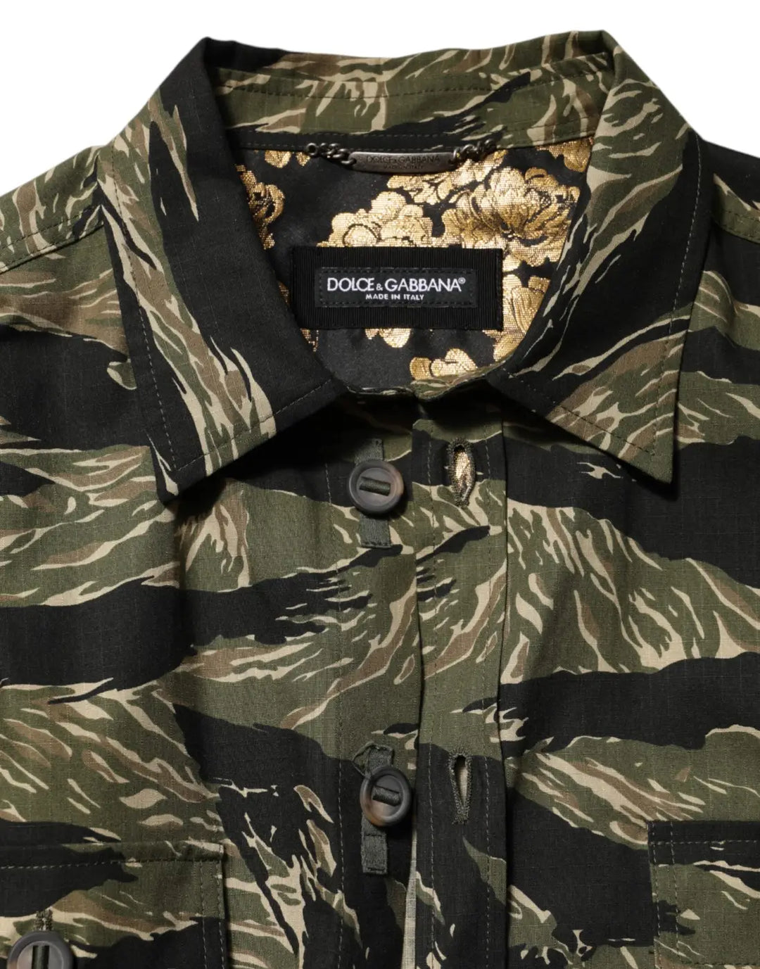 Dolce &amp; Gabbana Multicolor Camouflage Cotton Casual Shirt