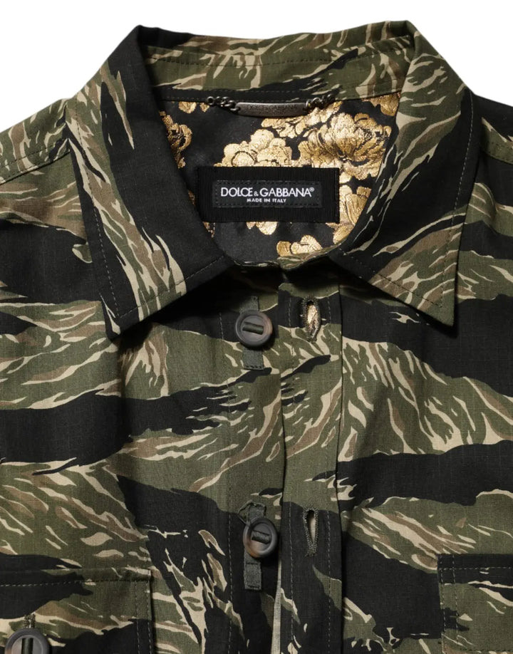 Dolce &amp; Gabbana Multicolor Camouflage Cotton Casual Shirt