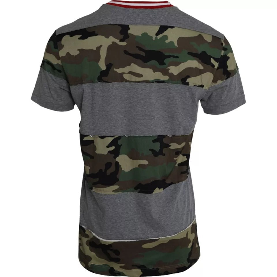 Dolce &amp; Gabbana Multicolor Camouflage Cotton Crew Neck Men T-shirt