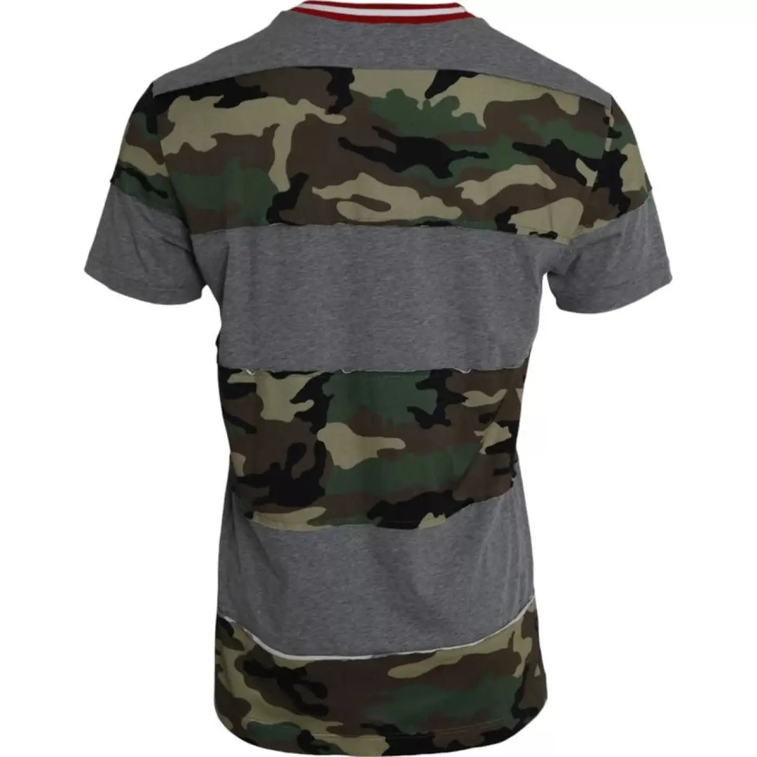 Dolce &amp; Gabbana Multicolor Camouflage Cotton Crew Neck Men T-shirt
