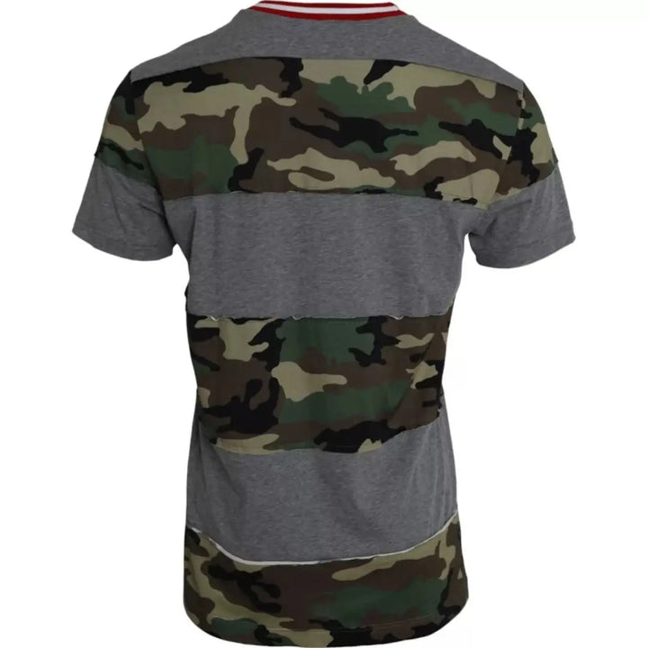 Dolce &amp; Gabbana Multicolor Camouflage Cotton Crew Neck Men T-shirt