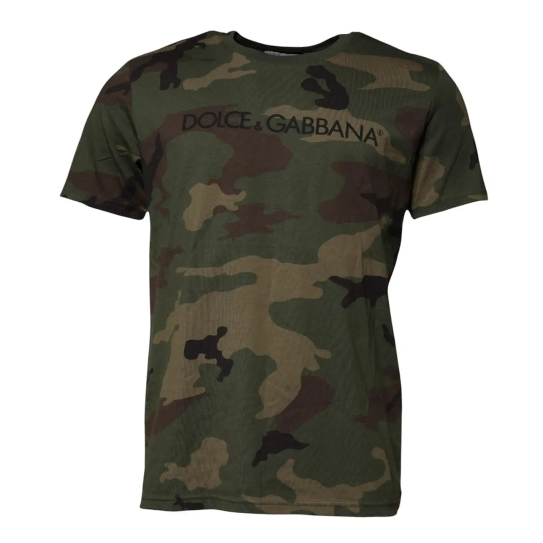 Dolce &amp; Gabbana Multicolor Camouflage Cotton Crew Neck T-shirt