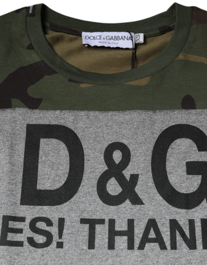 Dolce &amp; Gabbana Multicolor Camouflage Cotton Crew Neck T-shirt