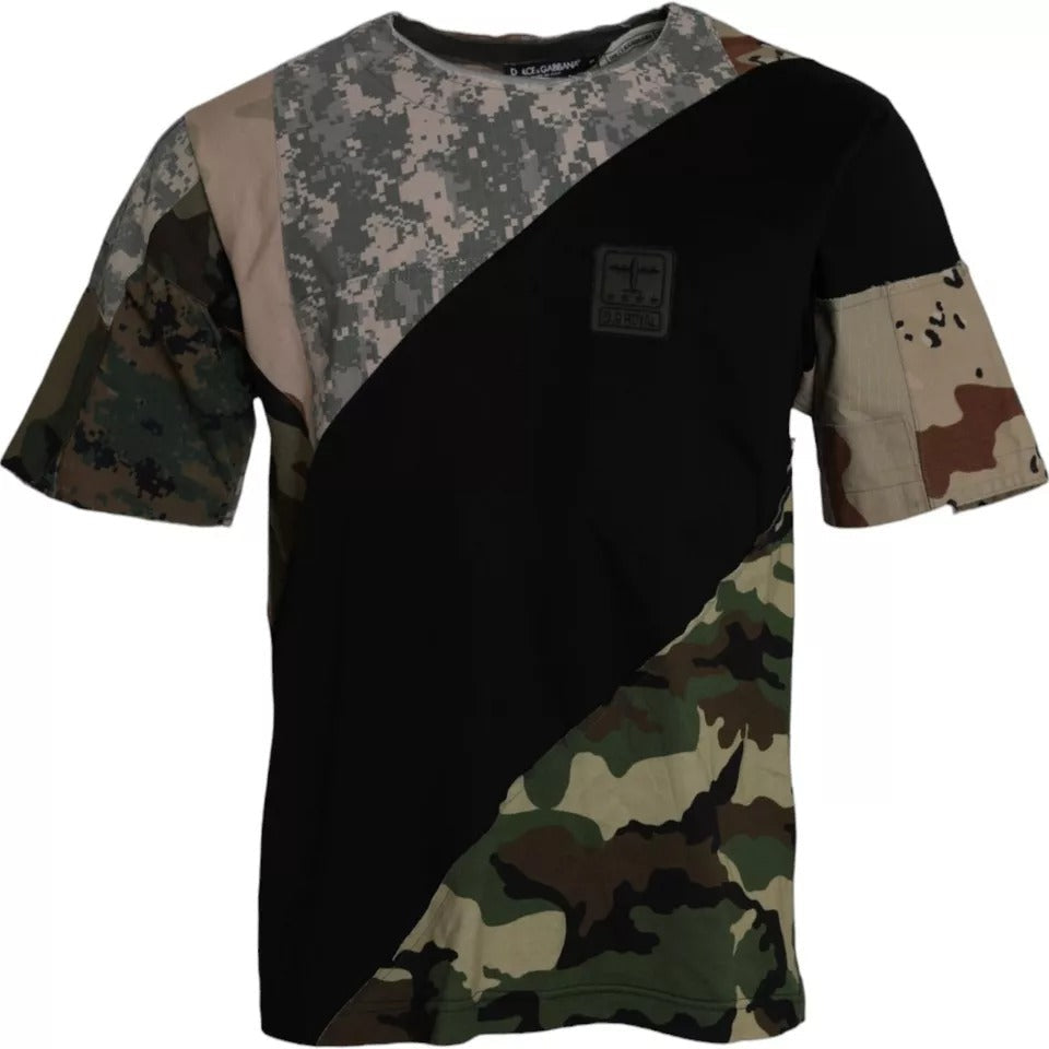 Dolce &amp; Gabbana Multicolor Camouflage Cotton Round Neck Men T-shirt