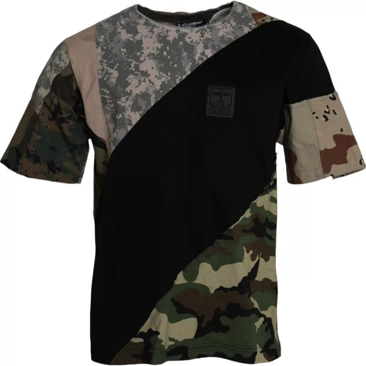 Dolce &amp; Gabbana Multicolor Camouflage Cotton Round Neck Men T-shirt