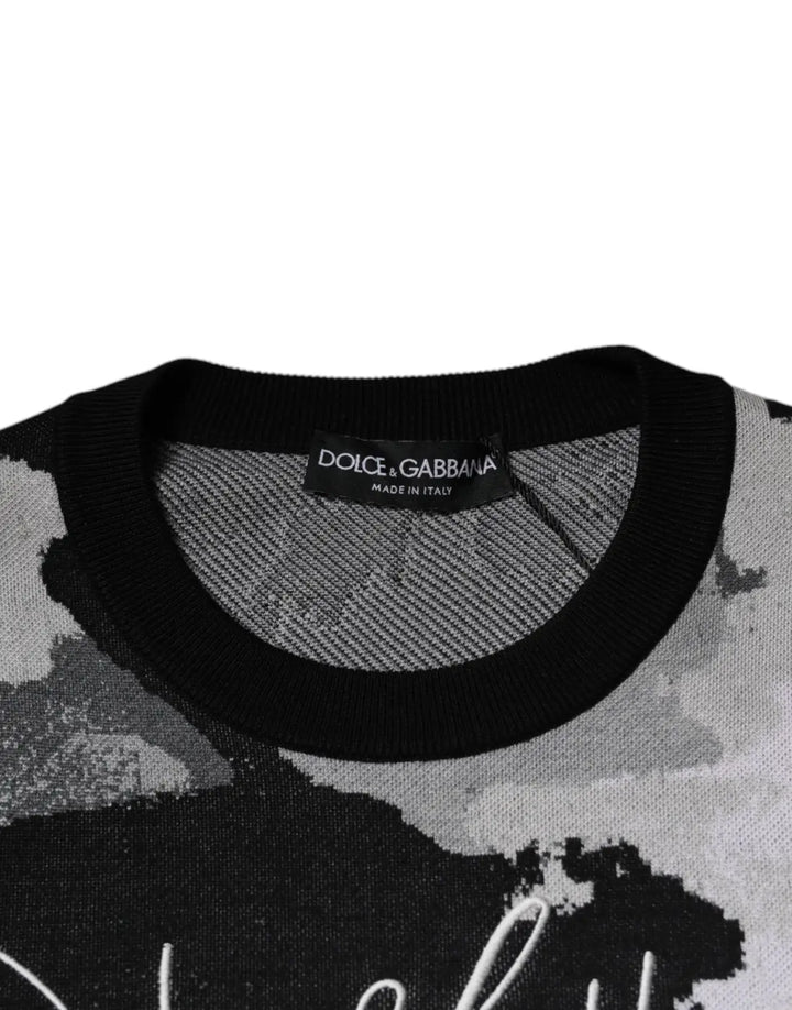 Dolce &amp; Gabbana Multicolor Camouflage Crew Neck Men Pullover Sweater