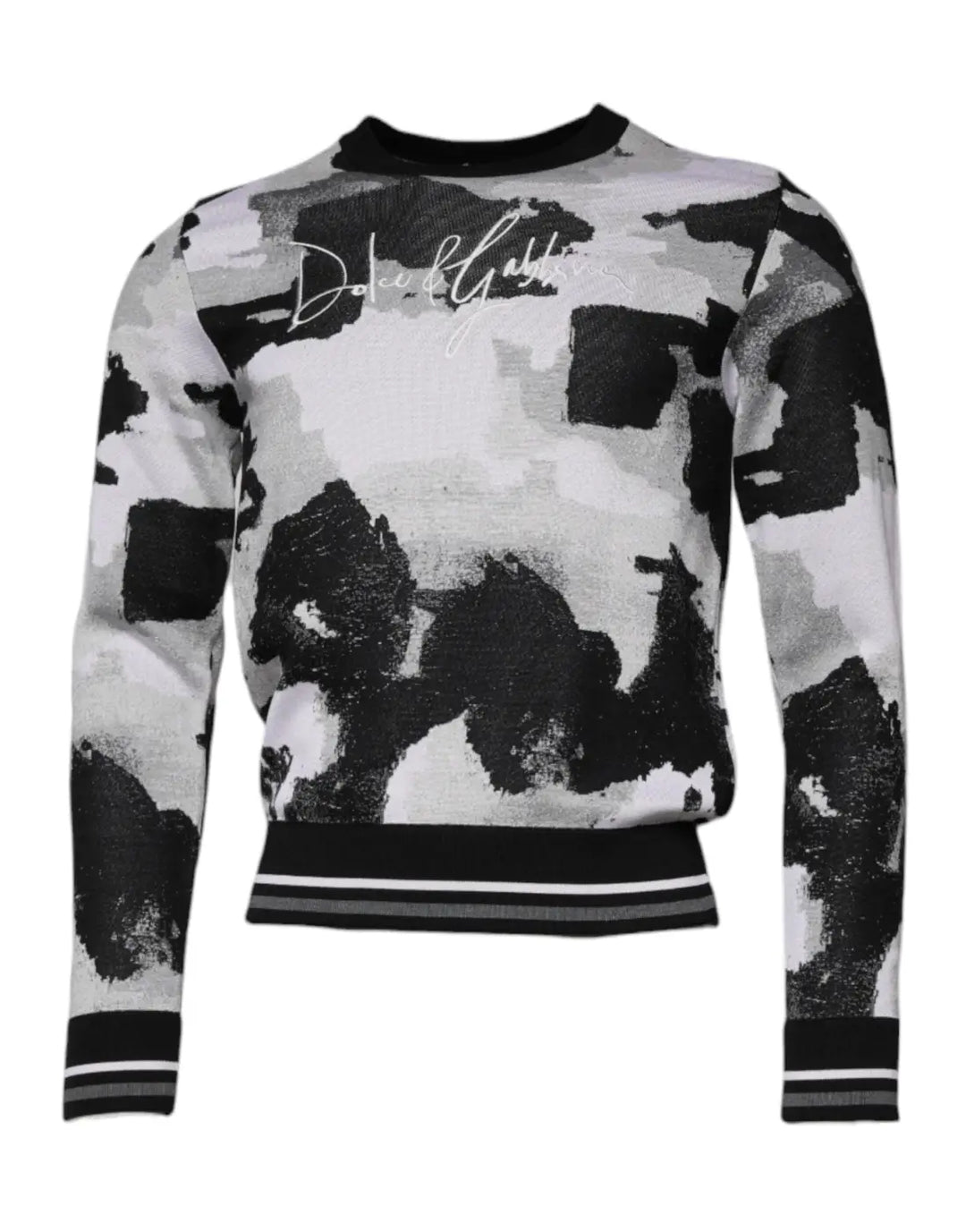 Dolce &amp; Gabbana Multicolor Camouflage Crew Neck Men Pullover Sweater