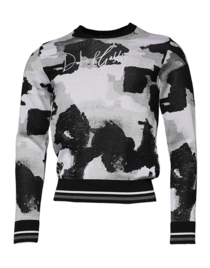 Dolce &amp; Gabbana Multicolor Camouflage Crew Neck Men Pullover Sweater