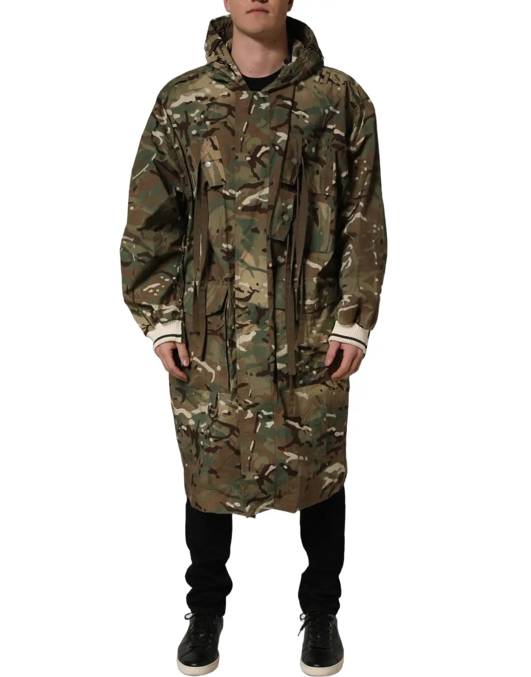 Dolce &amp; Gabbana Multicolor Camouflage Hooded Coat Jacket