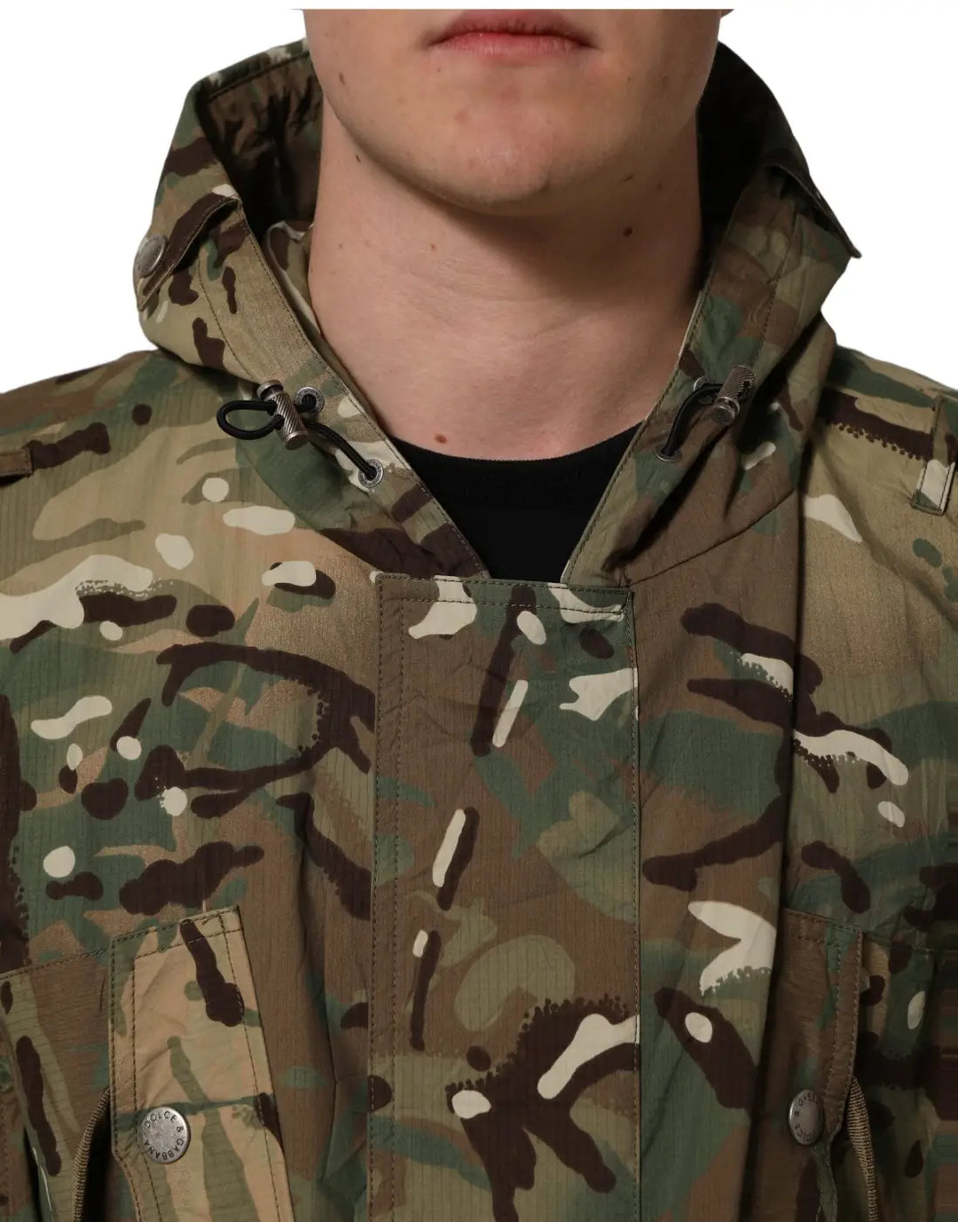 Dolce &amp; Gabbana Multicolor Camouflage Hooded Coat Jacket