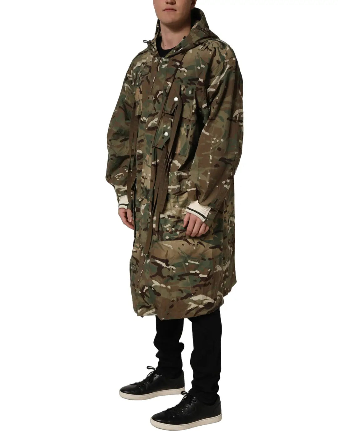 Dolce &amp; Gabbana Multicolor Camouflage Hooded Coat Jacket