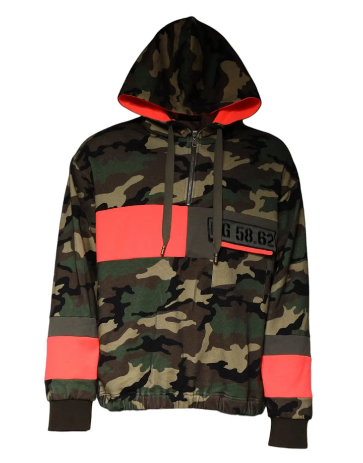 Dolce &amp; Gabbana Multicolor Camouflage Hooded Men Sweatshirt Sweater