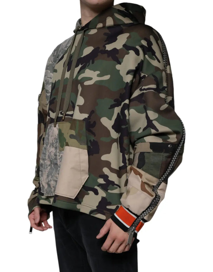 Dolce &amp; Gabbana Multicolor Camouflage Hooded Sweatshirt Sweater