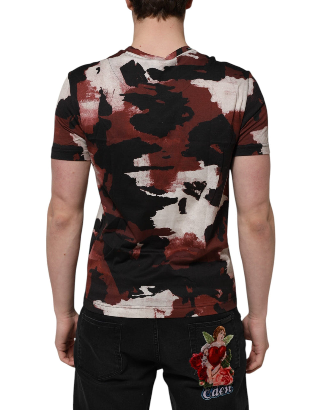 Dolce &amp; Gabbana Multicolor Camouflage Men Crew Neck T-shirt