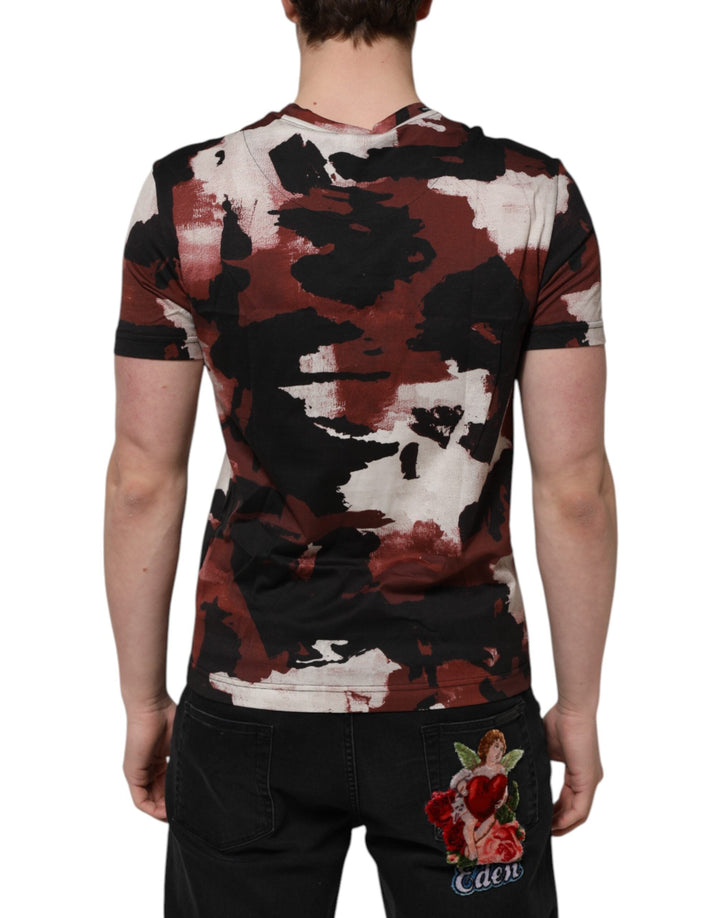 Dolce &amp; Gabbana Multicolor Camouflage Men Crew Neck T-shirt