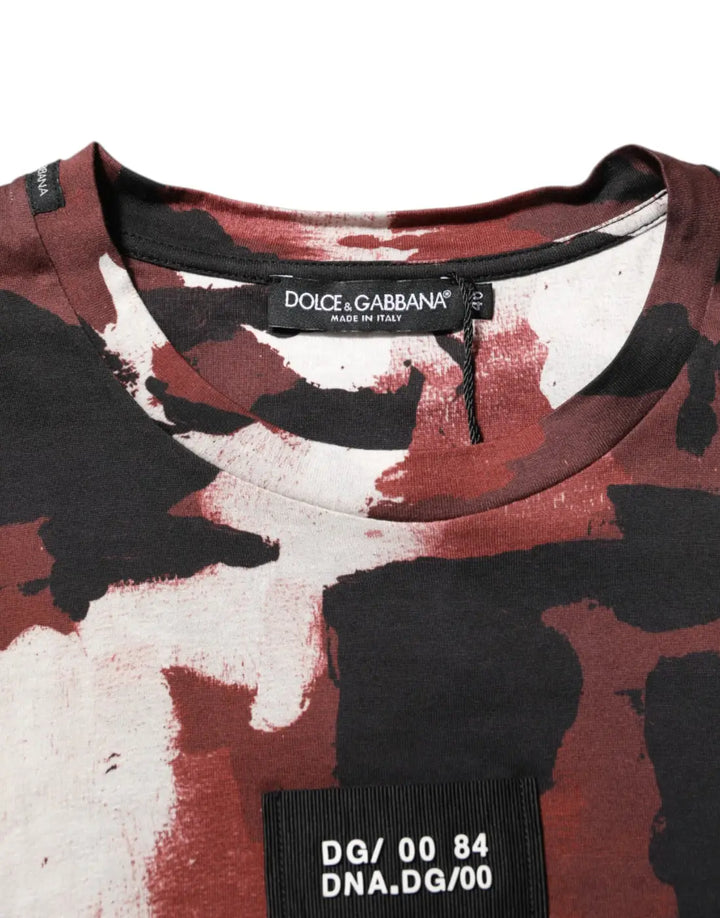Dolce &amp; Gabbana Multicolor Camouflage Men Crew Neck T-shirt
