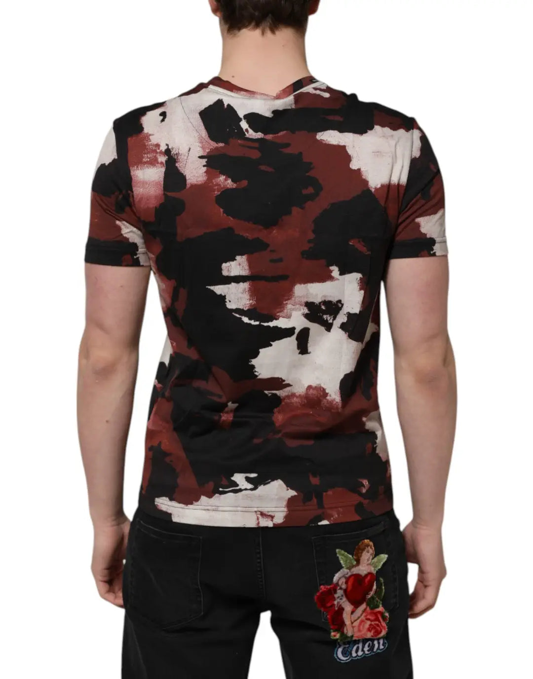 Dolce &amp; Gabbana Multicolor Camouflage Men Crew Neck T-shirt