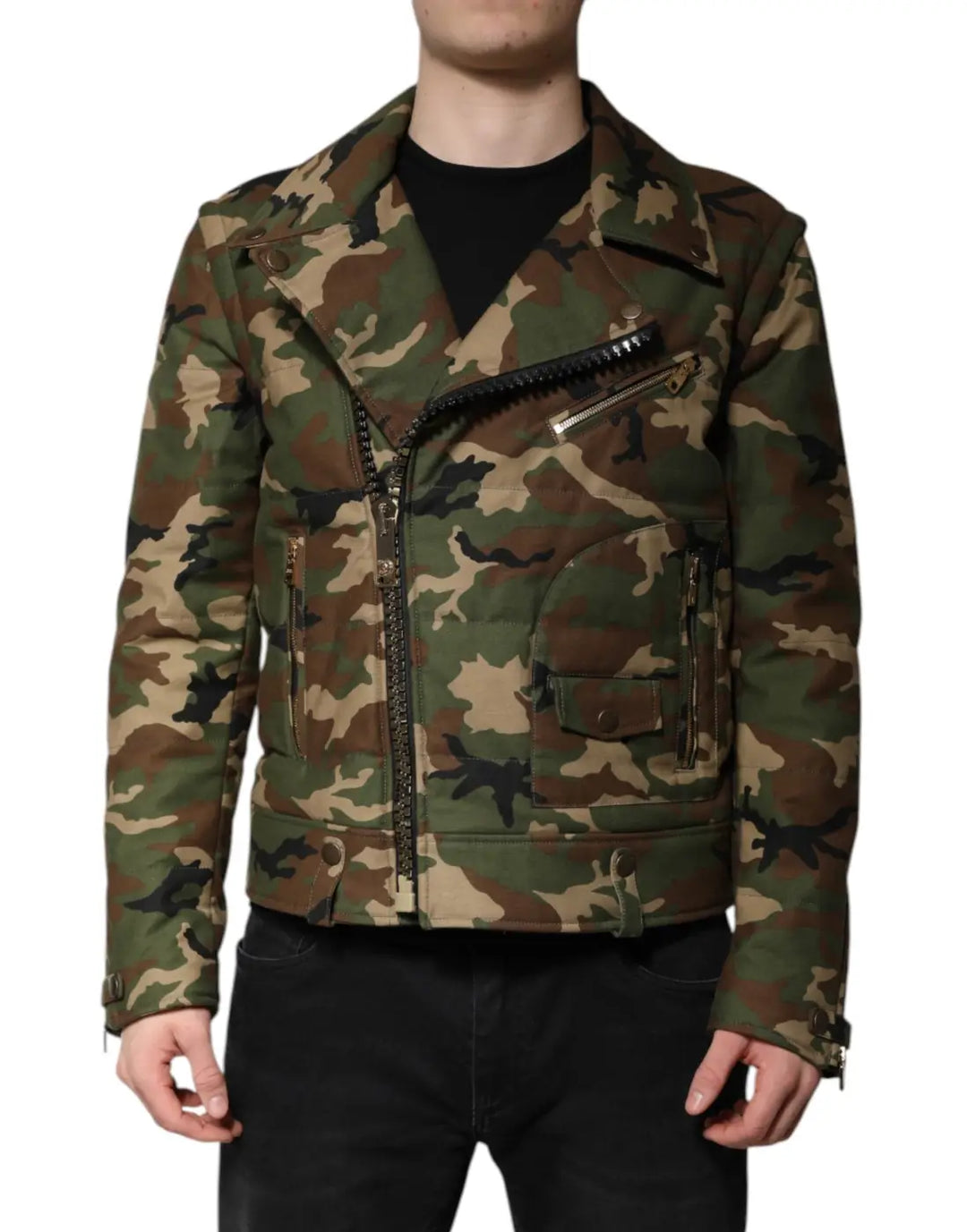 Dolce &amp; Gabbana Multicolor Camouflage Nylon Biker Jacket