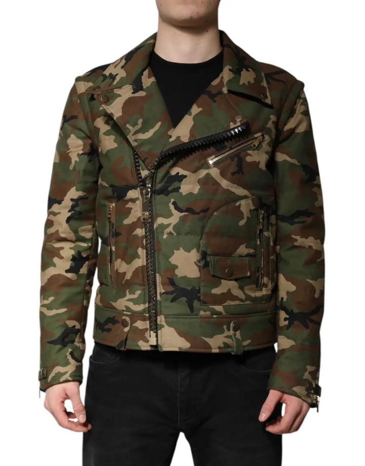 Dolce &amp; Gabbana Multicolor Camouflage Nylon Biker Jacket