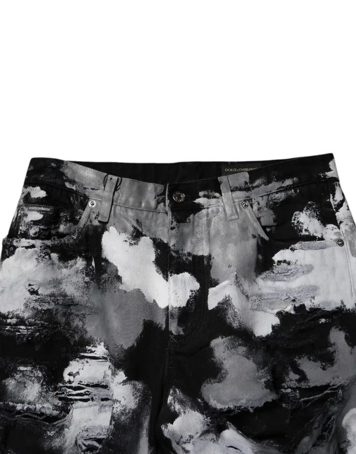 Dolce &amp; Gabbana Multicolor Camouflage Tattered Skinny Denim Jeans