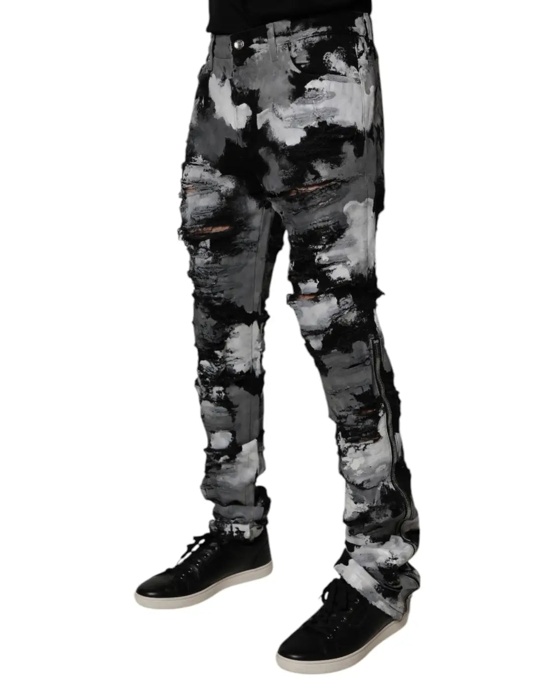 Dolce &amp; Gabbana Multicolor Camouflage Tattered Skinny Denim Jeans