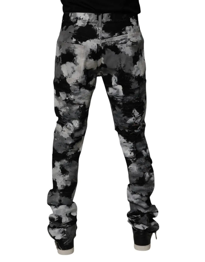 Dolce &amp; Gabbana Multicolor Camouflage Tattered Skinny Denim Jeans