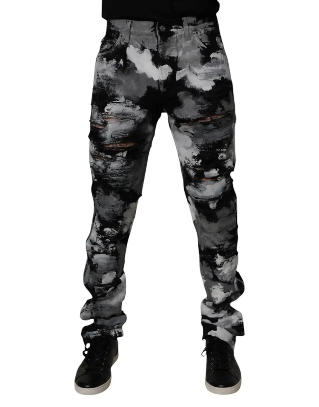 Dolce &amp; Gabbana Multicolor Camouflage Tattered Skinny Denim Jeans