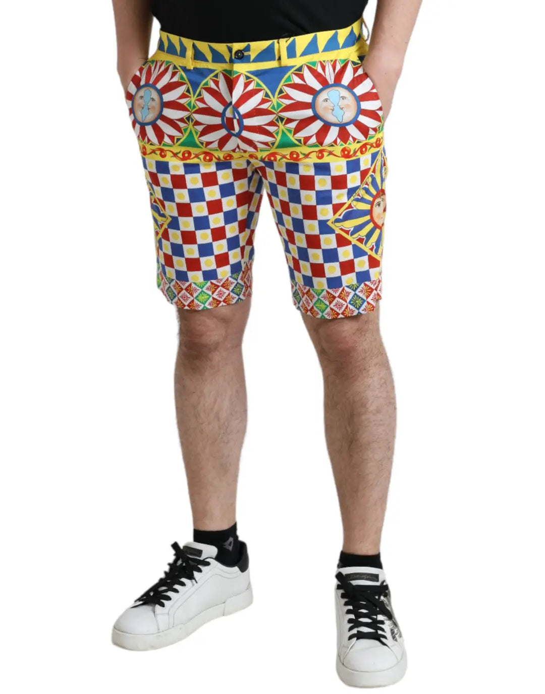 Dolce &amp; Gabbana Multicolor Carretto Print Men Bermuda Shorts