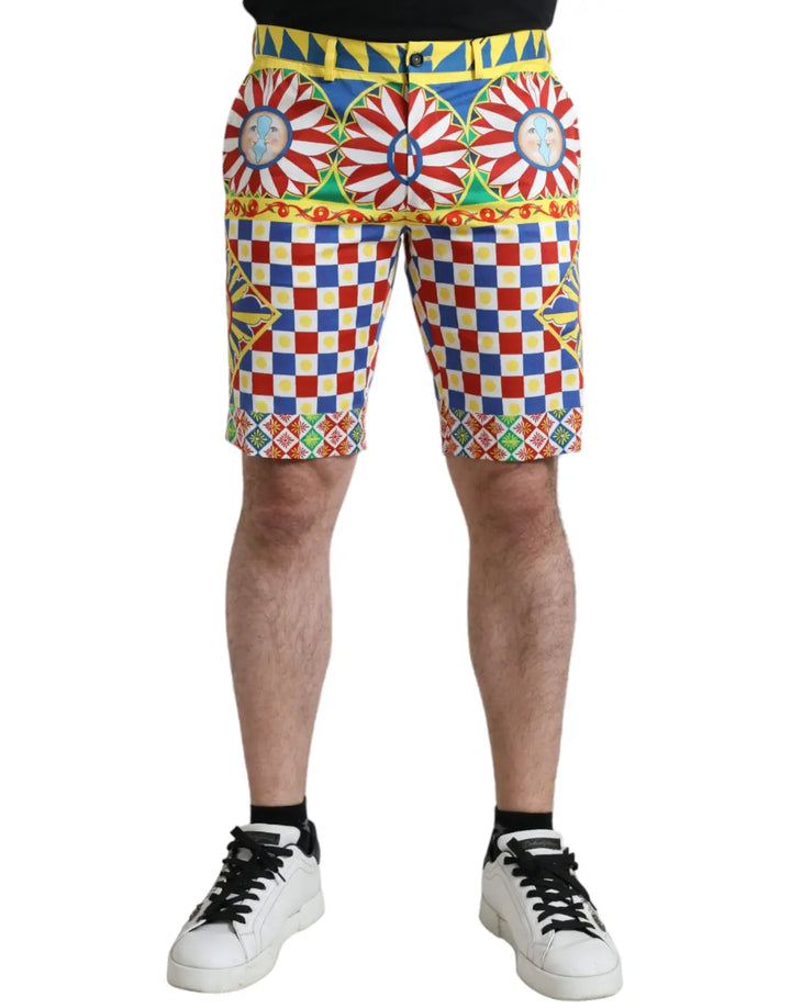 Dolce &amp; Gabbana Multicolor Carretto Print Men Bermuda Shorts