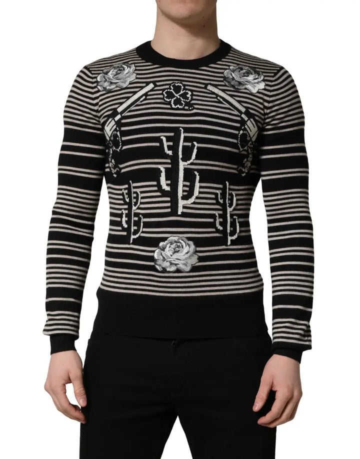 Dolce &amp; Gabbana Multicolor Cashmere Striped CrewNeck Sweater