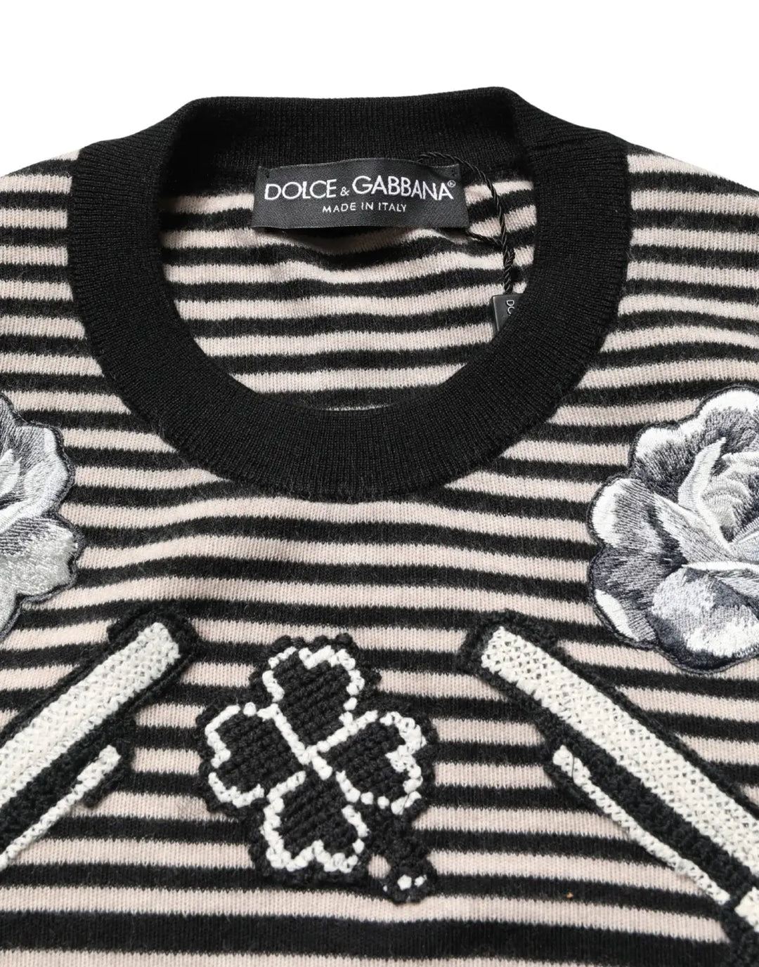 Dolce &amp; Gabbana Multicolor Cashmere Striped CrewNeck Sweater