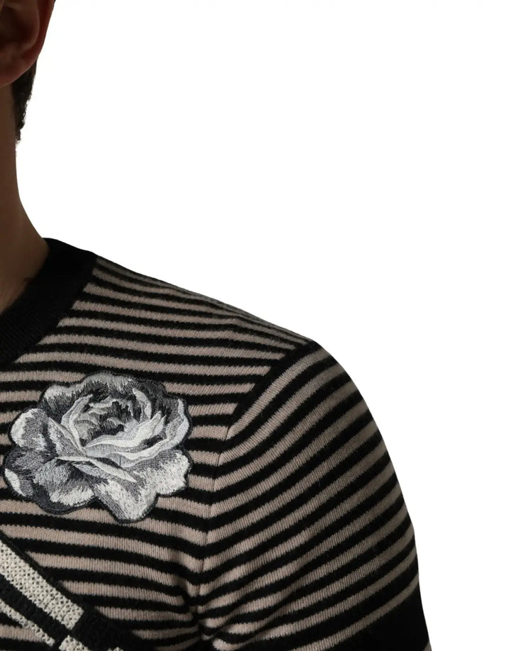 Dolce &amp; Gabbana Multicolor Cashmere Striped CrewNeck Sweater
