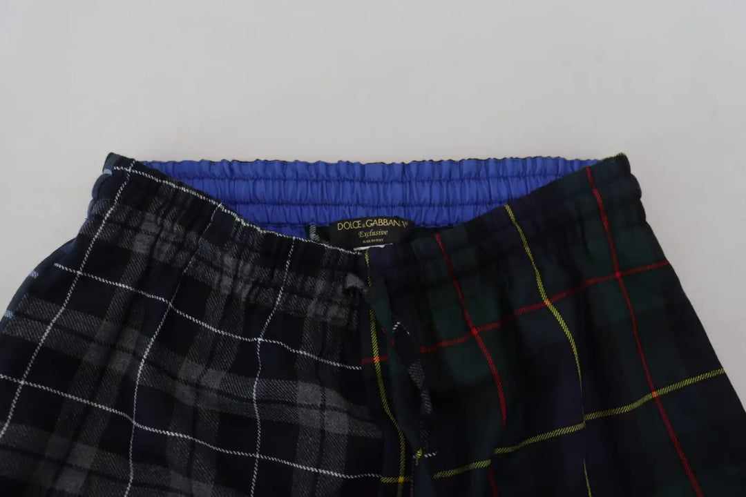 Dolce &amp; Gabbana Multicolor Checkered Wool Men Jogger Pants