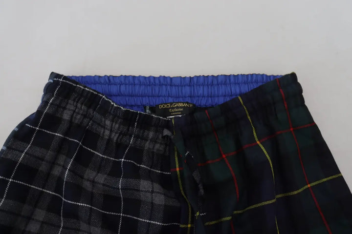 Dolce &amp; Gabbana Multicolor Checkered Wool Men Jogger Pants