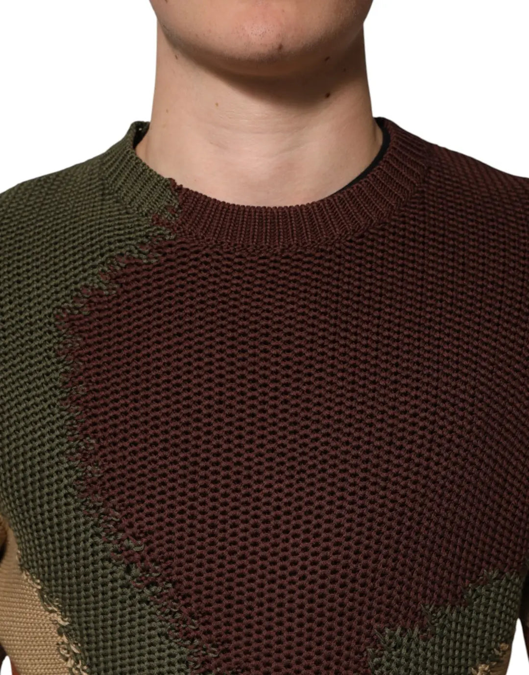 Dolce &amp; Gabbana Multicolor Cotton Abstract Men Pullover Sweater