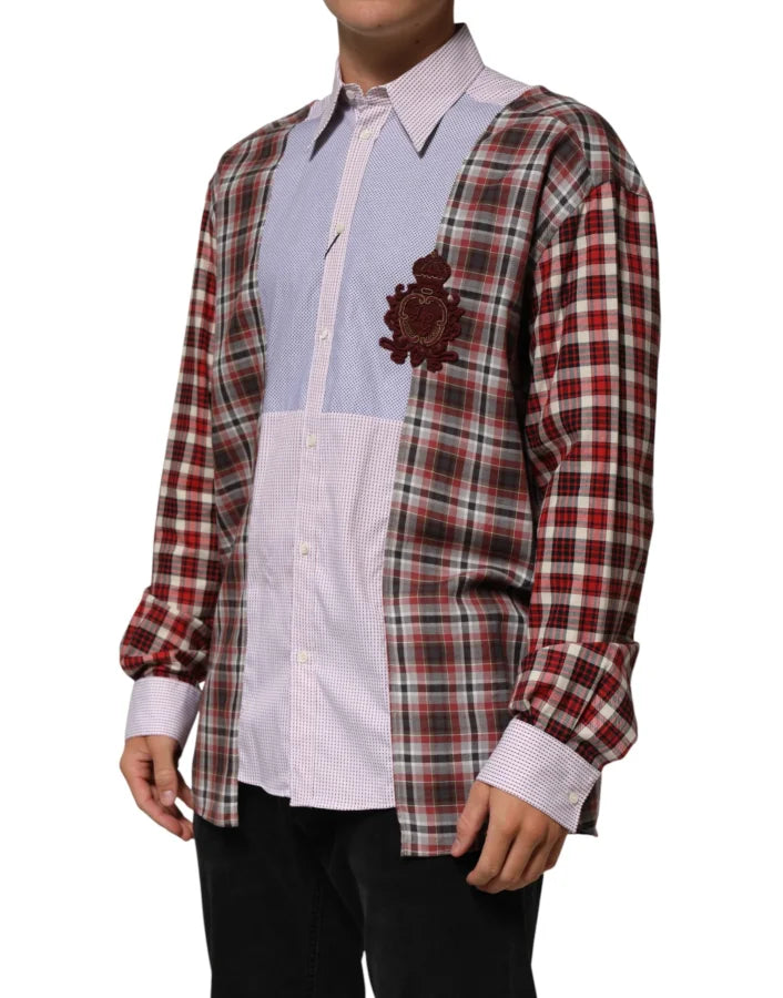 Dolce &amp; Gabbana Multicolor Cotton Collared Checkered Shirt
