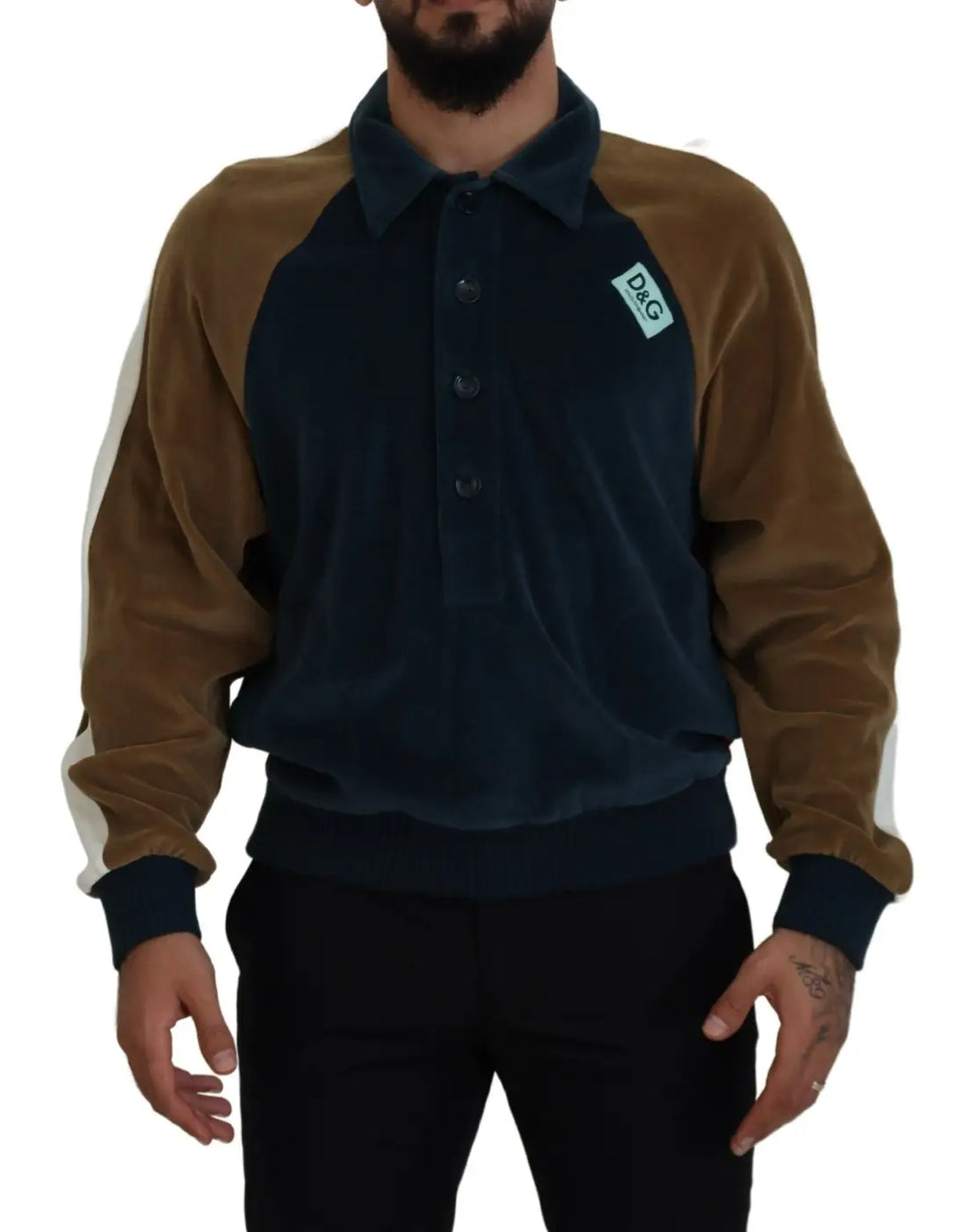 Dolce &amp; Gabbana Multicolor Cotton Collared Pullover Sweater