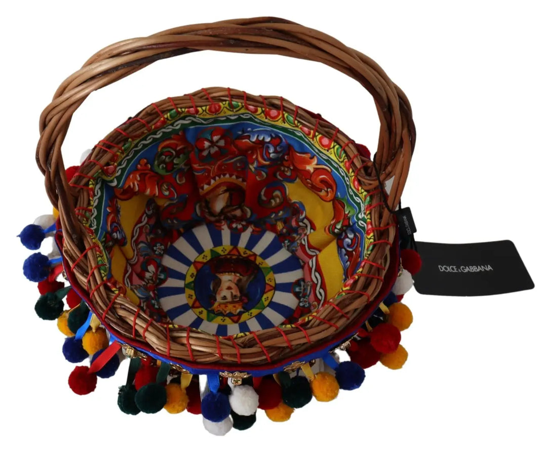 Dolce &amp; Gabbana Multicolor Cotton Embellished Agnese Basket Tote Bag