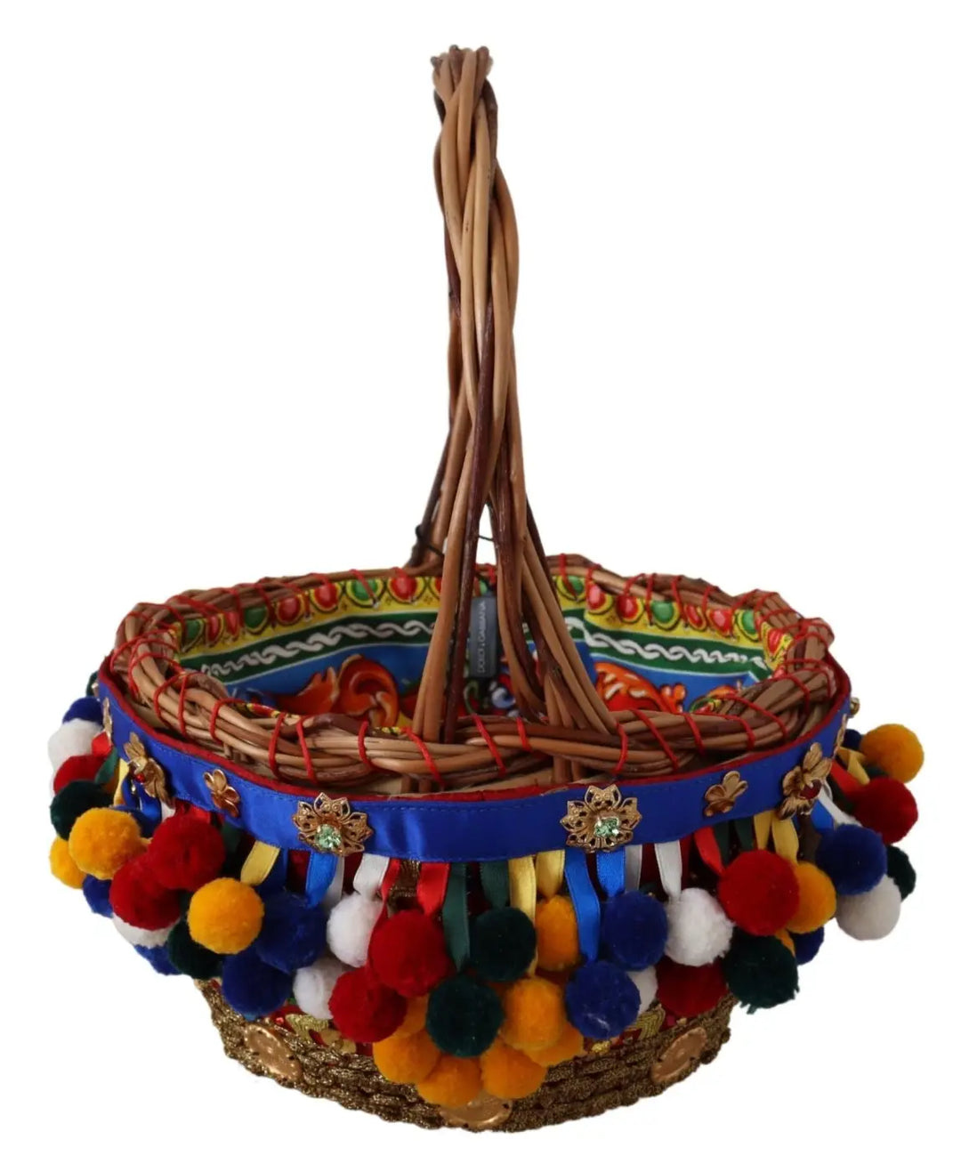 Dolce &amp; Gabbana Multicolor Cotton Embellished Agnese Basket Tote Bag