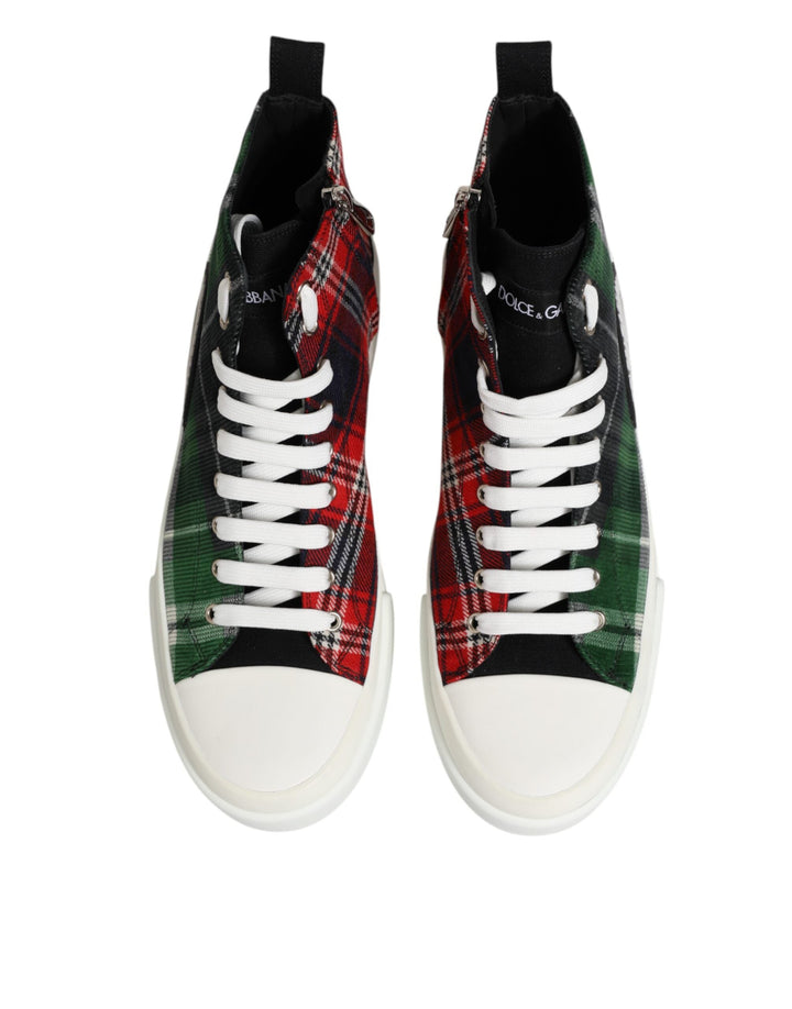 Dolce &amp; Gabbana Multicolor Cotton High Top Men Sneakers Shoes