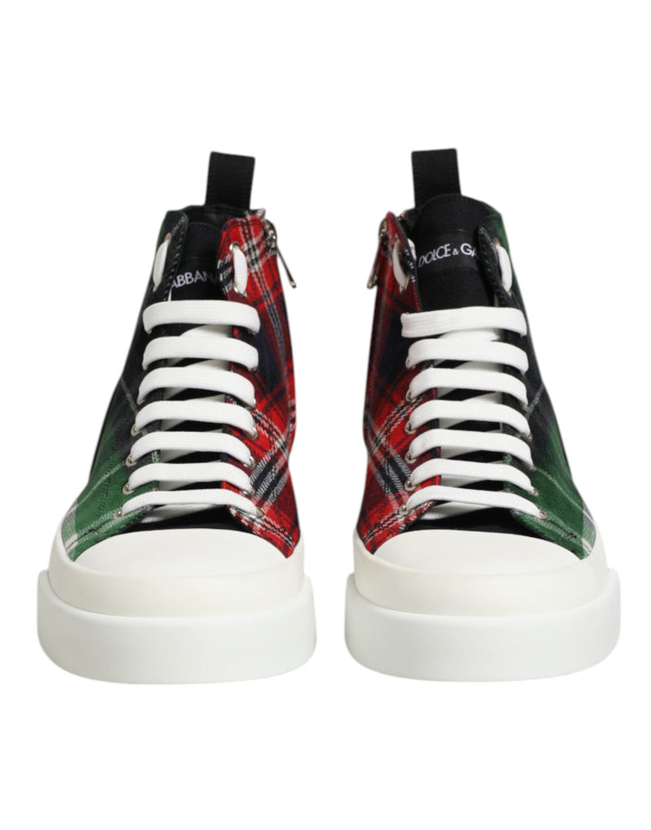 Dolce &amp; Gabbana Multicolor Cotton High Top Men Sneakers Shoes