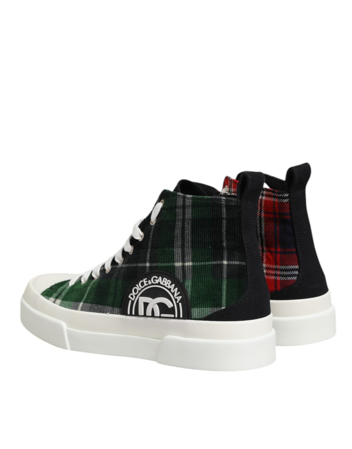 Dolce &amp; Gabbana Multicolor Cotton High Top Men Sneakers Shoes