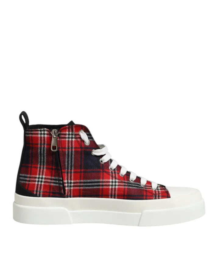 Dolce &amp; Gabbana Multicolor Cotton High Top Men Sneakers Shoes