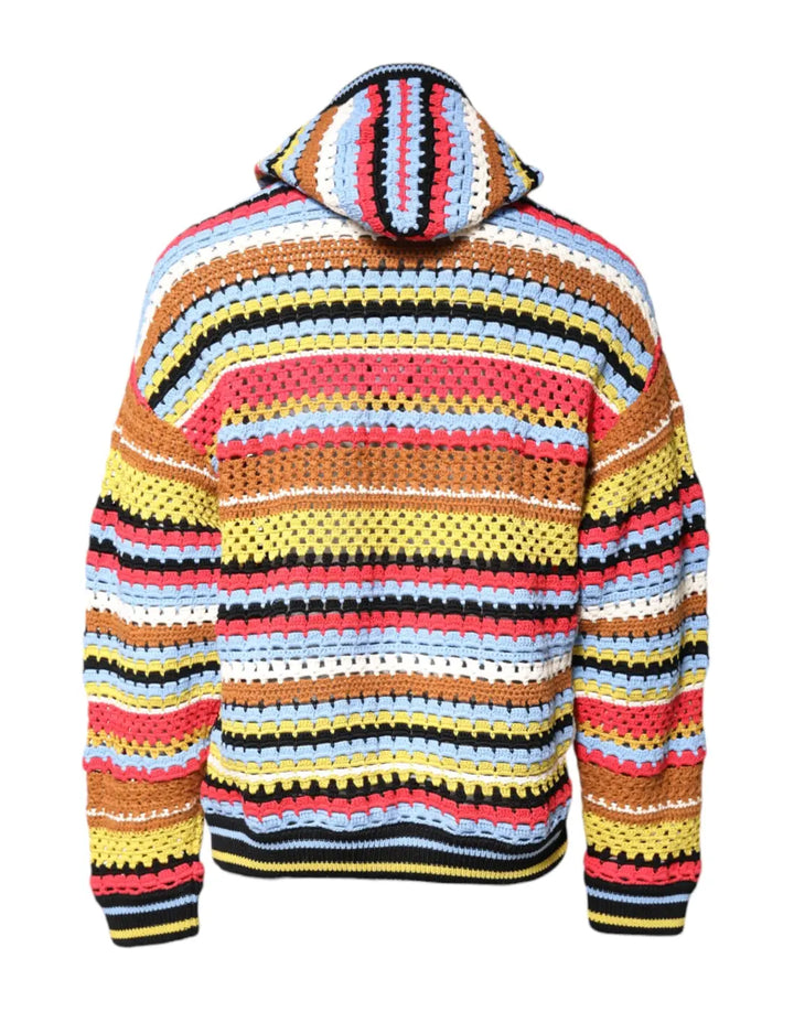 Dolce &amp; Gabbana Multicolor Cotton Hooded Pullover Sweater