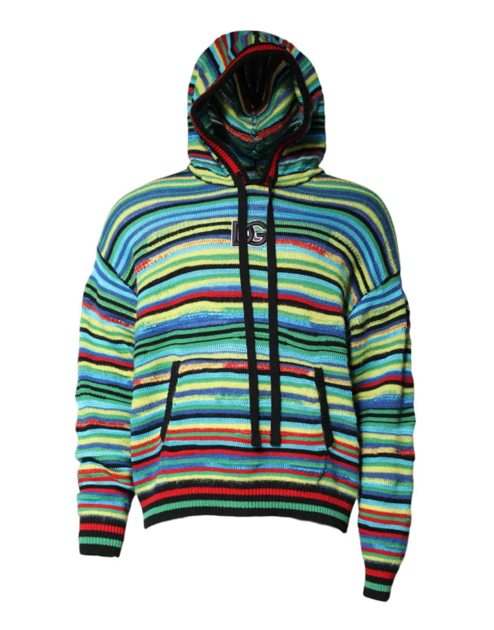 Dolce &amp; Gabbana Multicolor Cotton Hooded Pullover Sweater