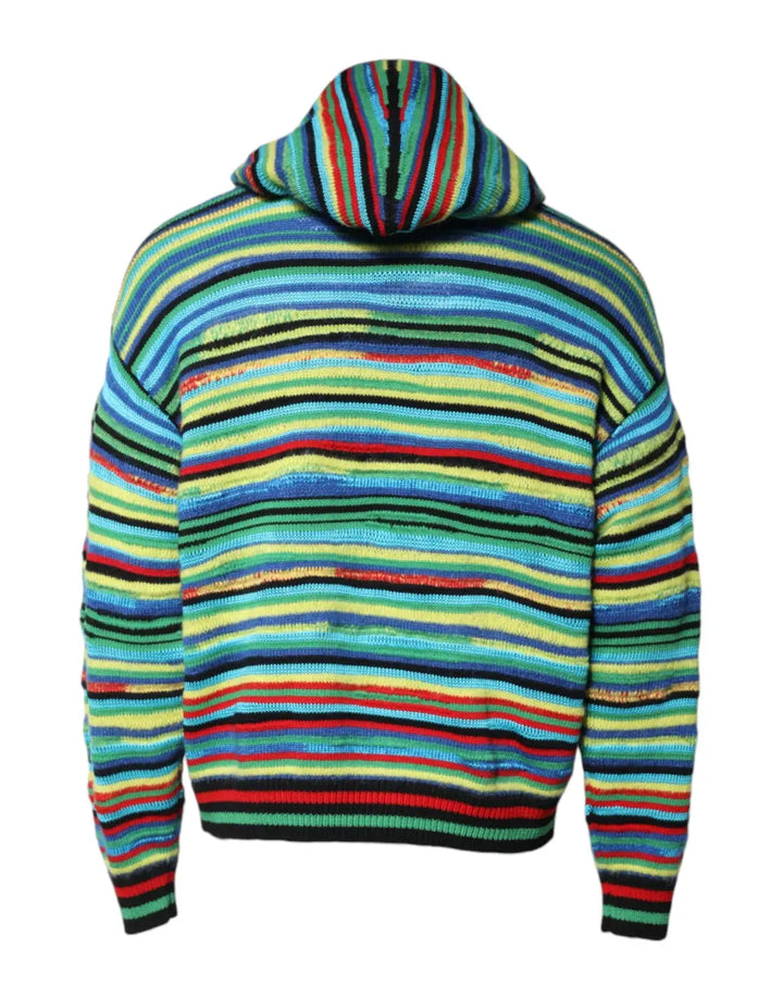 Dolce &amp; Gabbana Multicolor Cotton Hooded Pullover Sweater