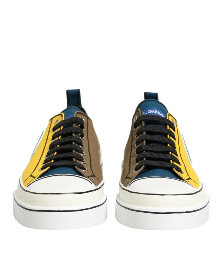 Dolce & Gabbana Multicolor Cotton Logo Low Top Sneakers Shoes