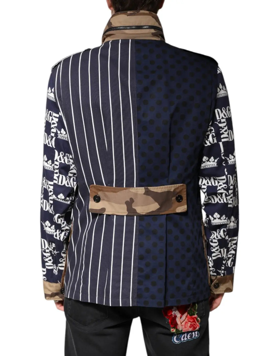 Dolce &amp; Gabbana Multicolor Cotton Logo Patchwork Coat Jacket