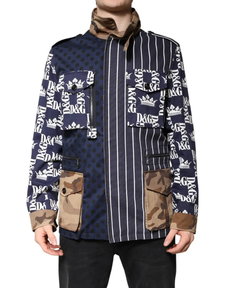 Dolce &amp; Gabbana Multicolor Cotton Logo Patchwork Coat Jacket