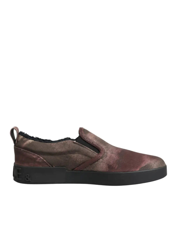 Dolce & Gabbana Multicolor Cotton Low Top Slip On Men Sneakers Shoes